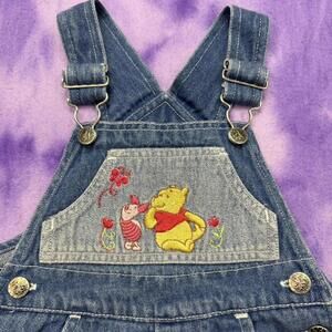 Winnie the pooh vtg 90s kids overall romper denim with embroidery